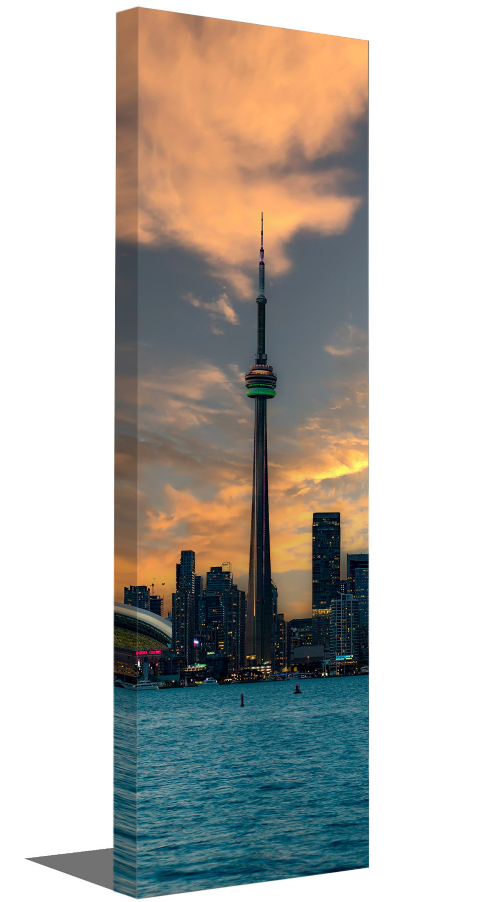 Green CN Tower Toronto Skyline Canvas Print 72x24-Wall Art-DECOROLALA