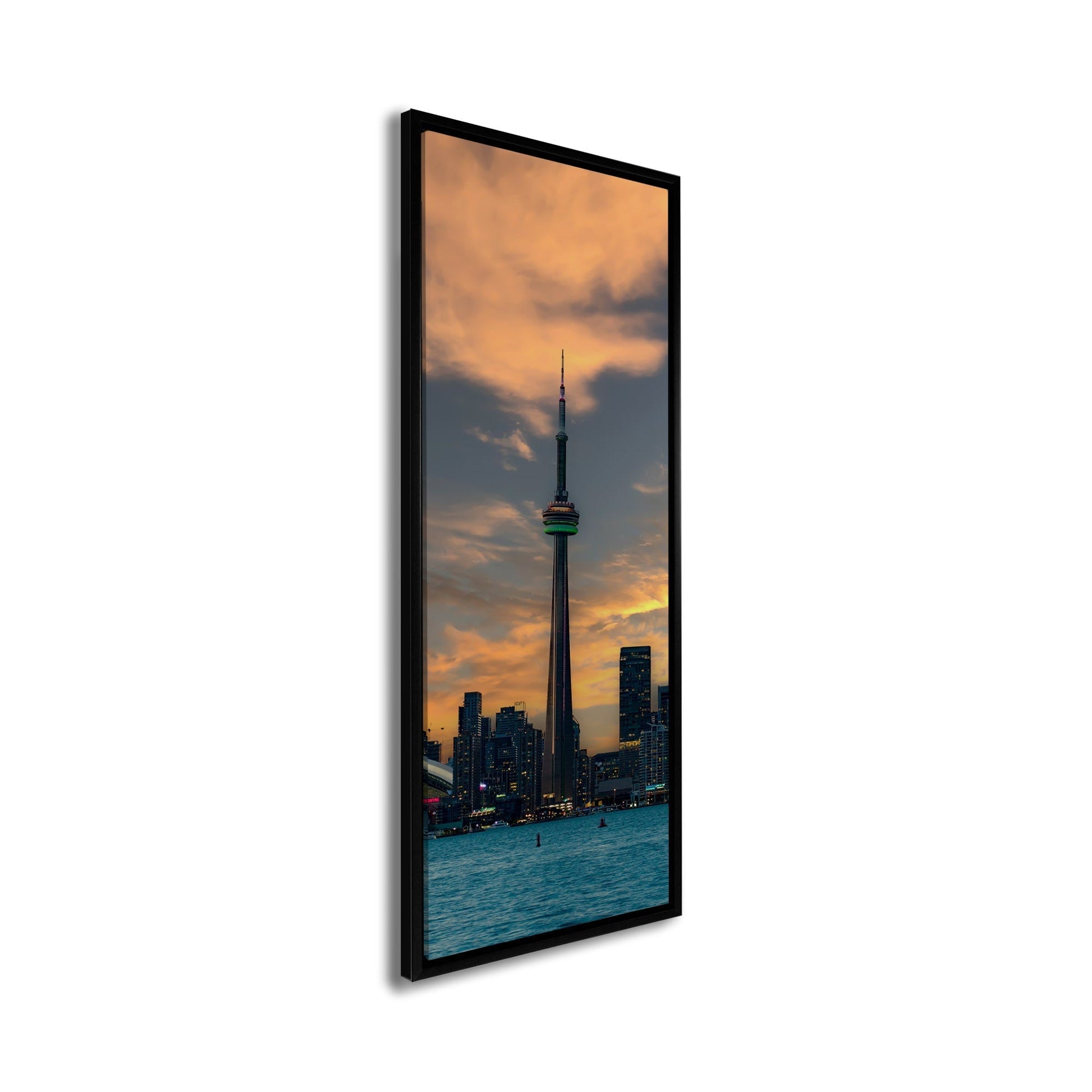 Green CN Tower Toronto Skyline Canvas Print 72x24-Wall Art-DECOROLALA