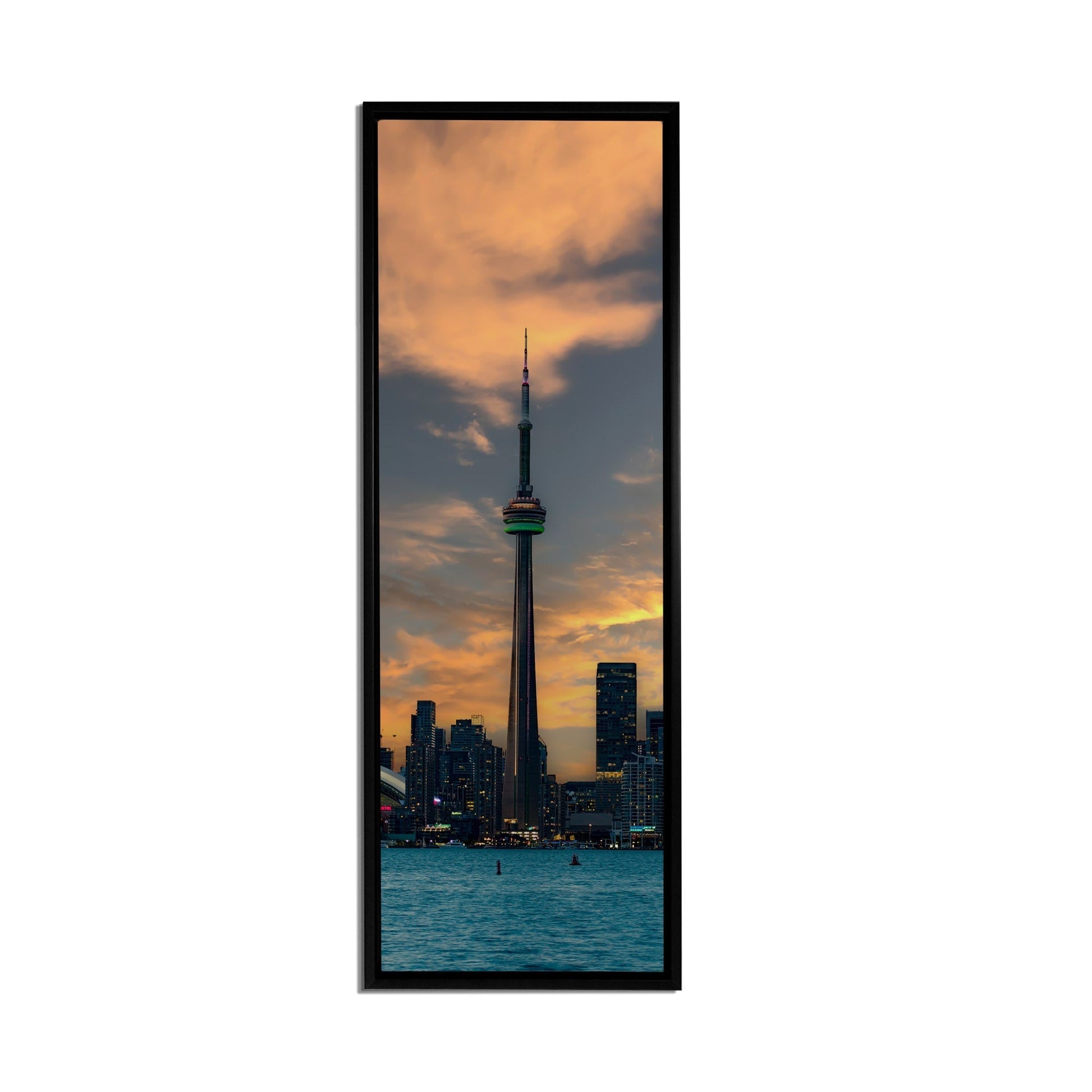 Green CN Tower Toronto Skyline Canvas Print 72x24-Wall Art-DECOROLALA