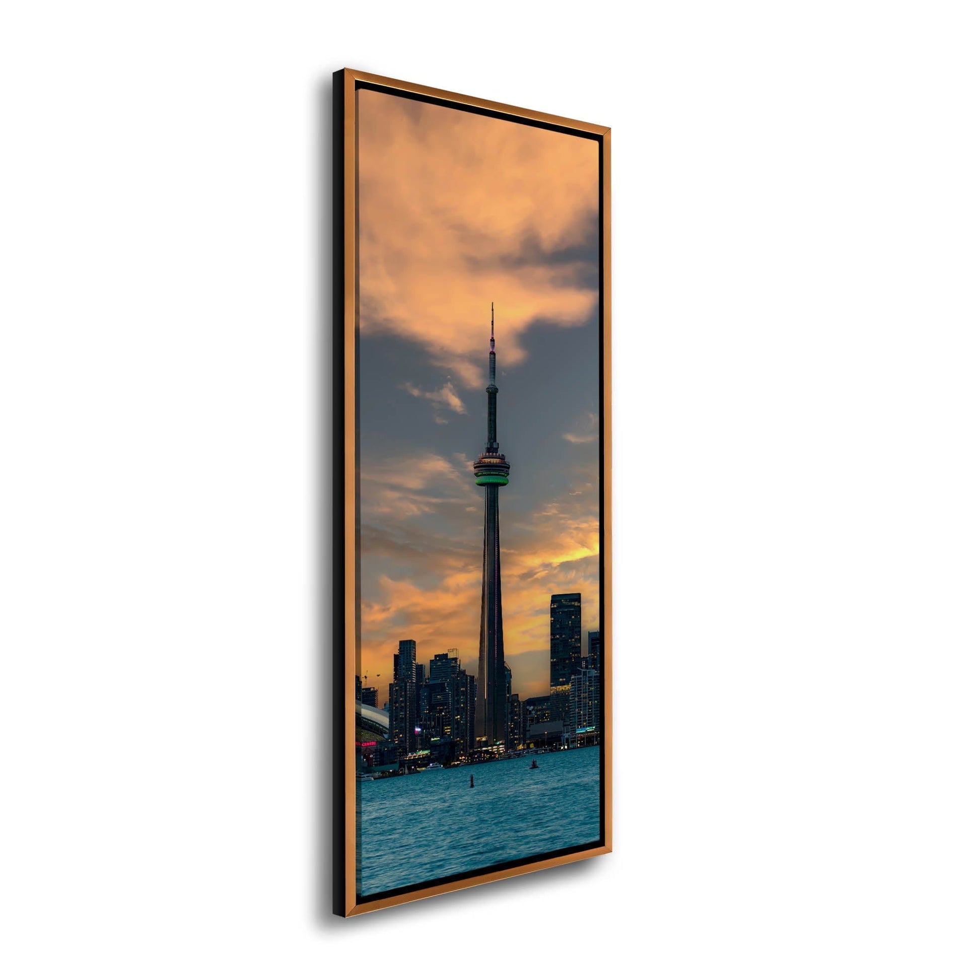 Green CN Tower Toronto Skyline Canvas Print 72x24-Wall Art-DECOROLALA