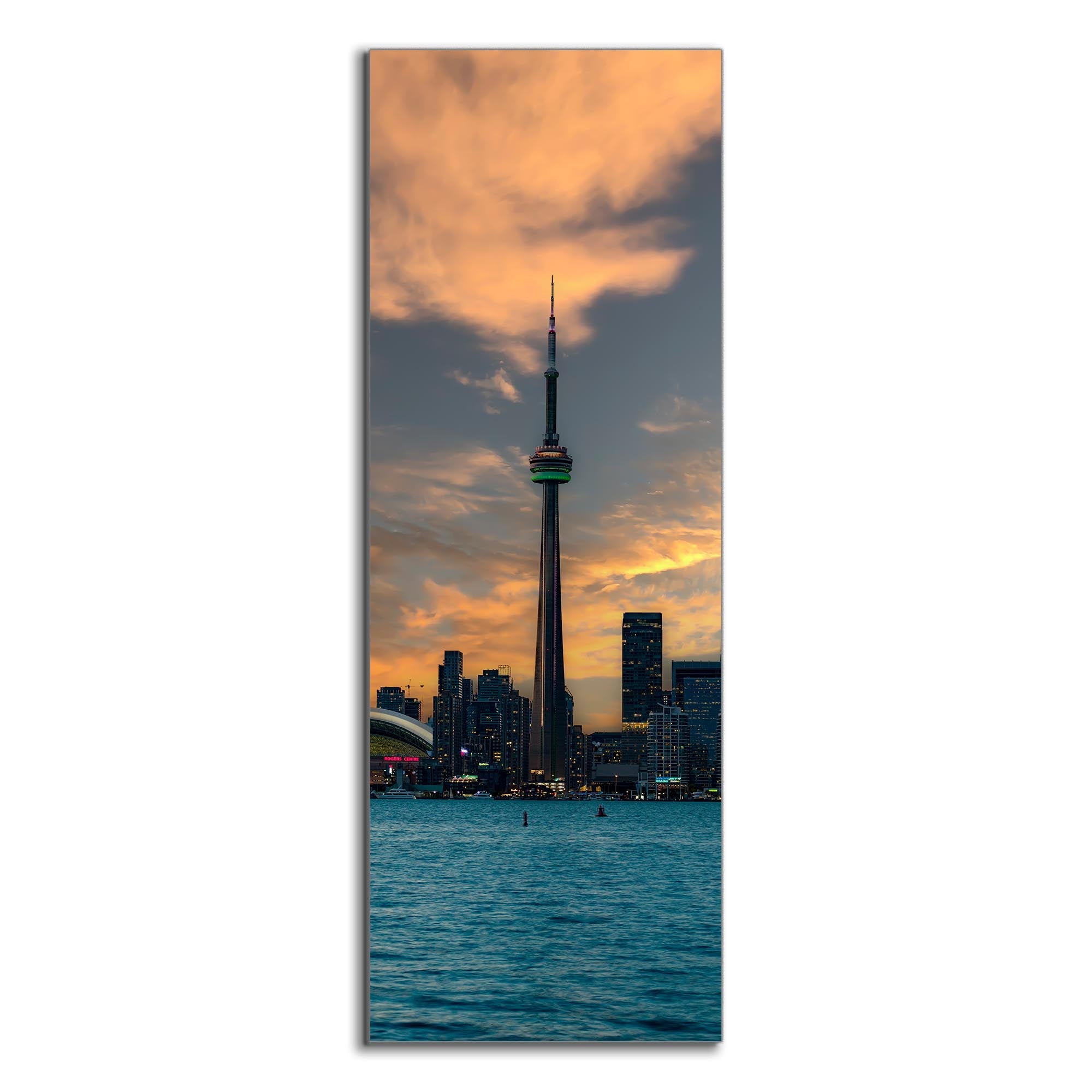 Green CN Tower Toronto Skyline Canvas Print 72x24-Wall Art-DECOROLALA