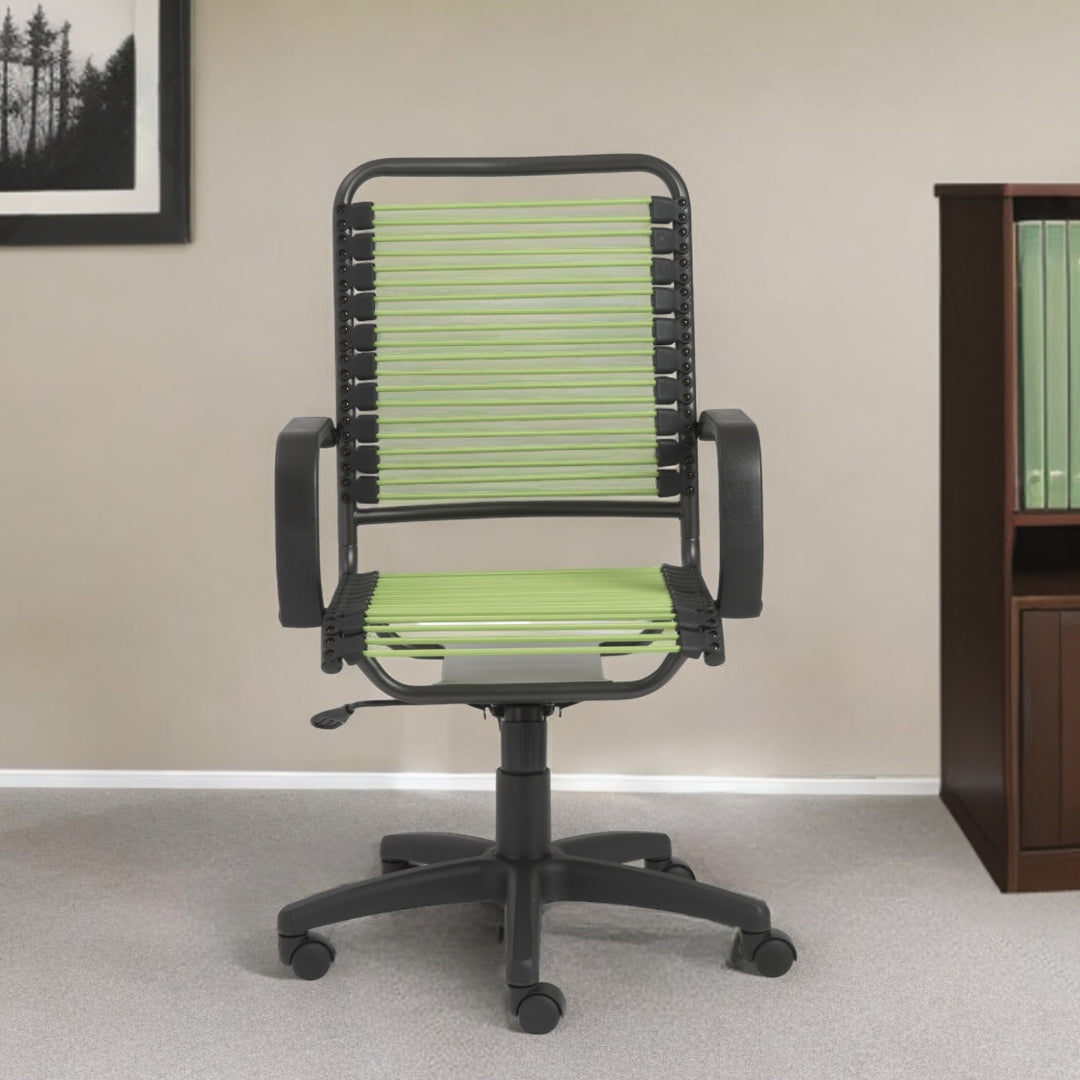 Green and Black Adjustable Swivel Bungee Rolling Office Chair-Office Chairs-DECOROLALA