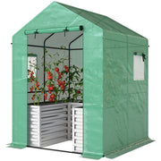 Greenhouse with Raised Garden Bed - 56" x 56" x 75" Green-DECOROLALA