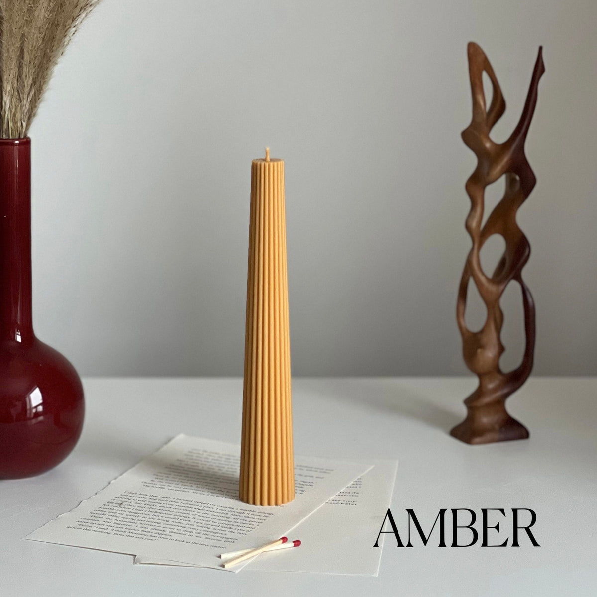 Greko Column Ribbed Candle-Candles-DECOROLALA