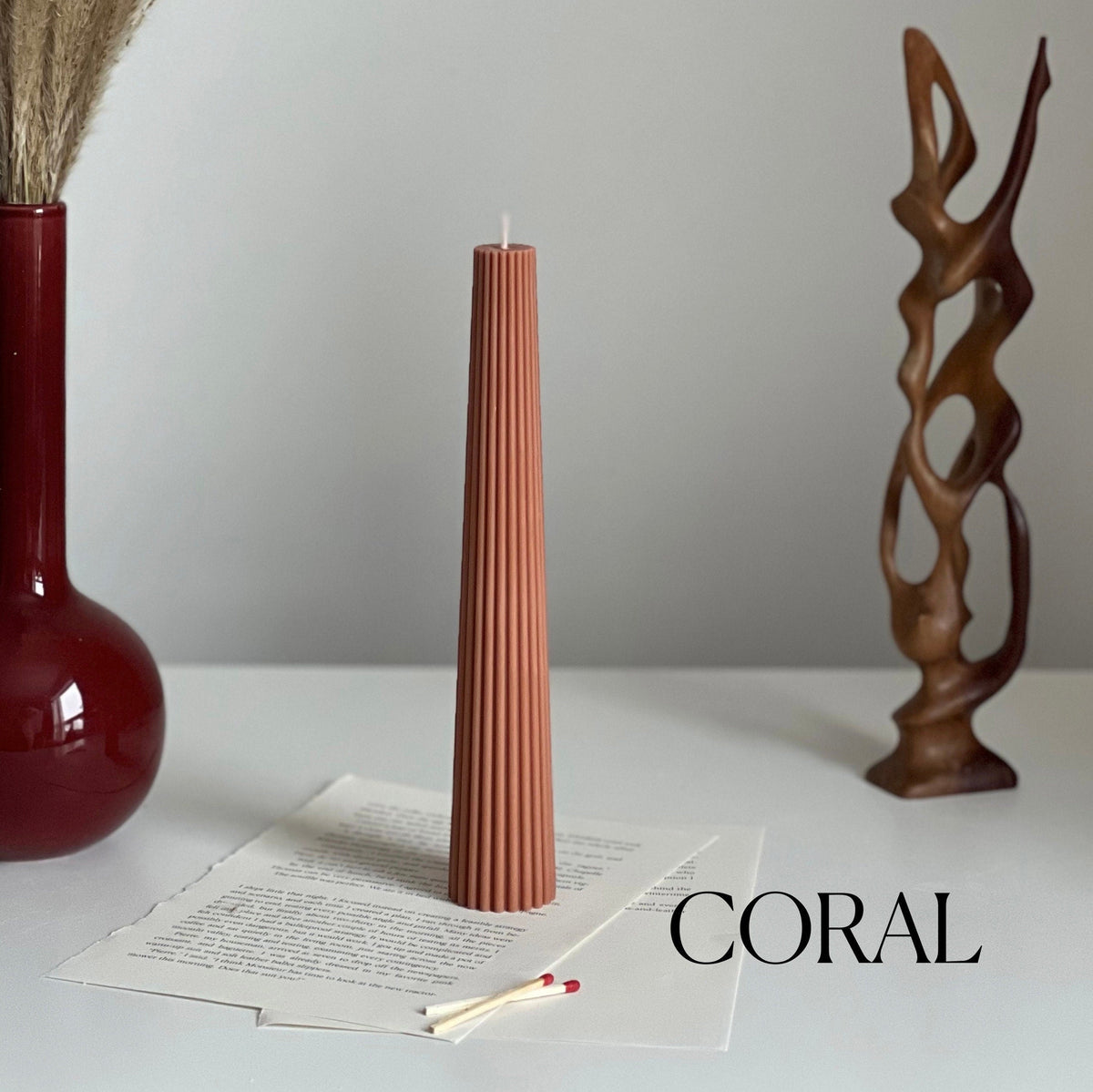Greko Column Ribbed Candle-Candles-DECOROLALA