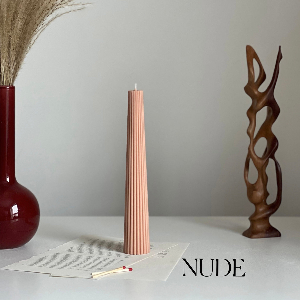 Greko Column Ribbed Candle-Candles-DECOROLALA