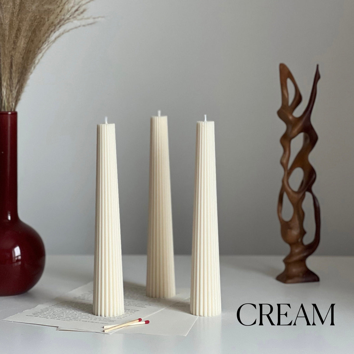 Greko Column Ribbed Candle-Candles-DECOROLALA