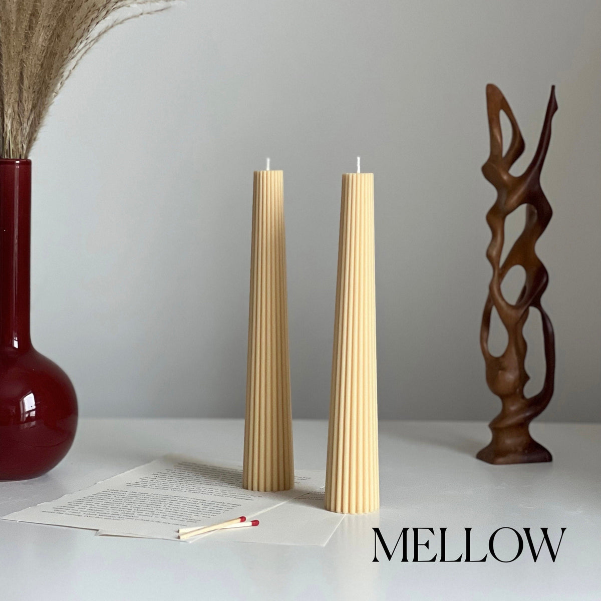 Greko Column Ribbed Candle-Candles-DECOROLALA