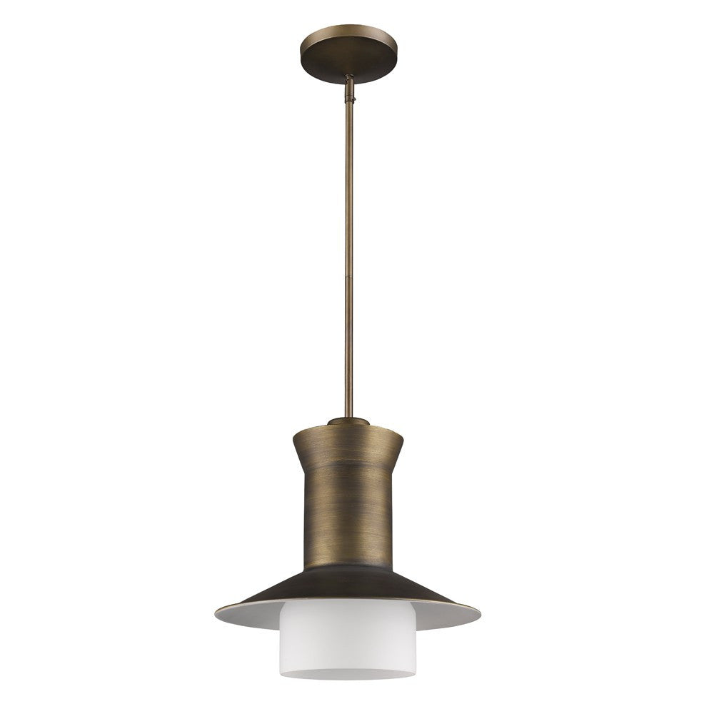 Greta 1-Light Raw Brass Pendant With Gloss White Interior And Etched Glass Shade-Pendants-Hanging Lights-DECOROLALA