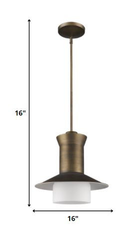 Greta 1-Light Raw Brass Pendant With Gloss White Interior And Etched Glass Shade-Pendants-Hanging Lights-DECOROLALA