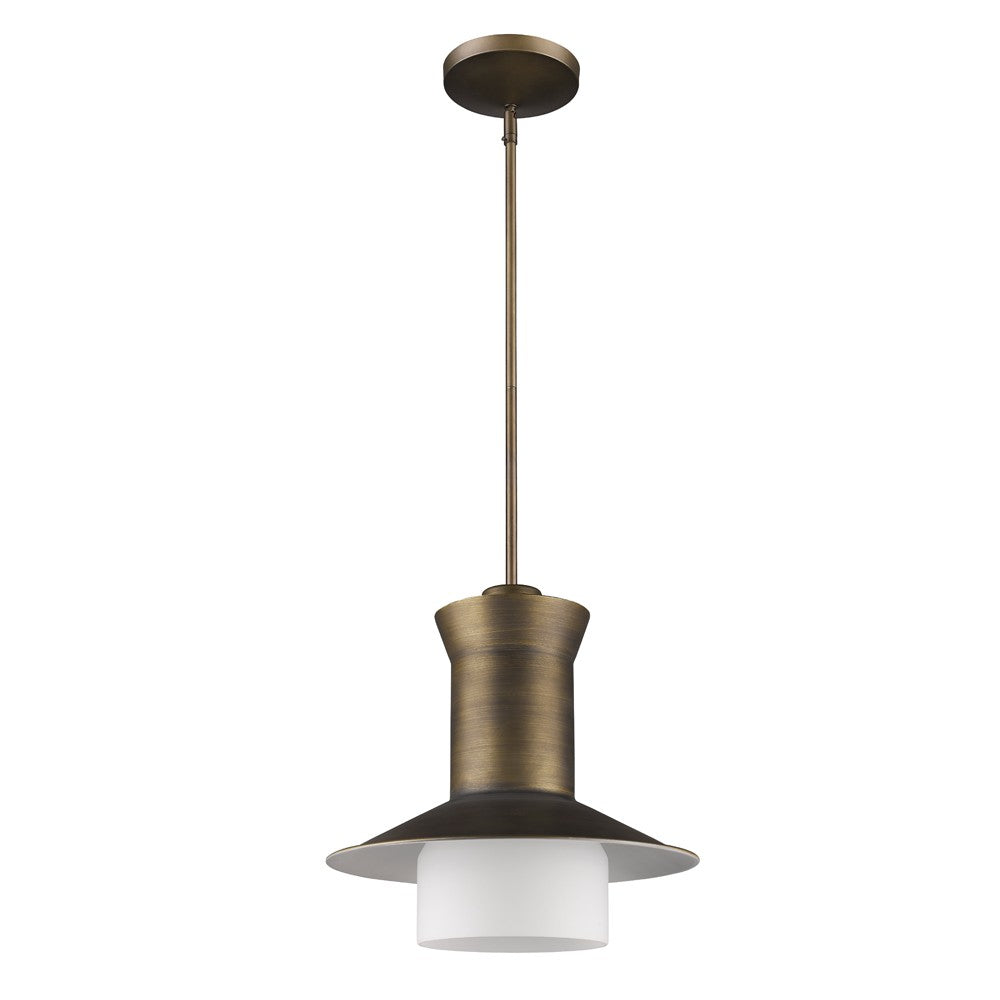 Greta 1-Light Raw Brass Pendant With Gloss White Interior And Etched Glass Shade-Pendants-Hanging Lights-DECOROLALA