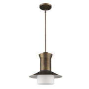 Greta 1-Light Raw Brass Pendant With Gloss White Interior And Etched Glass Shade-Pendants-Hanging Lights-DECOROLALA