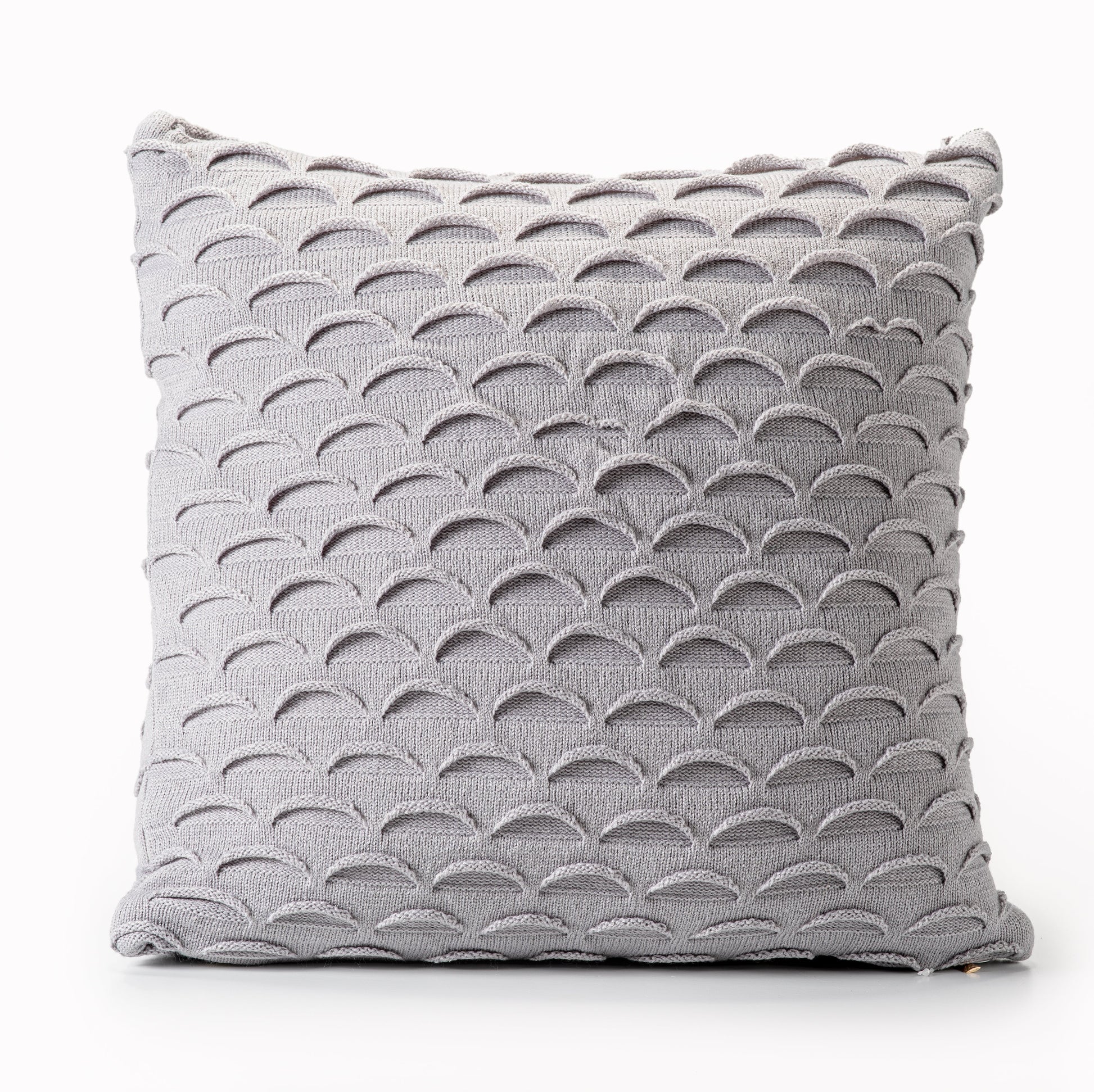 Grey Fan Design Knit Decorative Pillow-Decorative Cushions-DECOROLALA