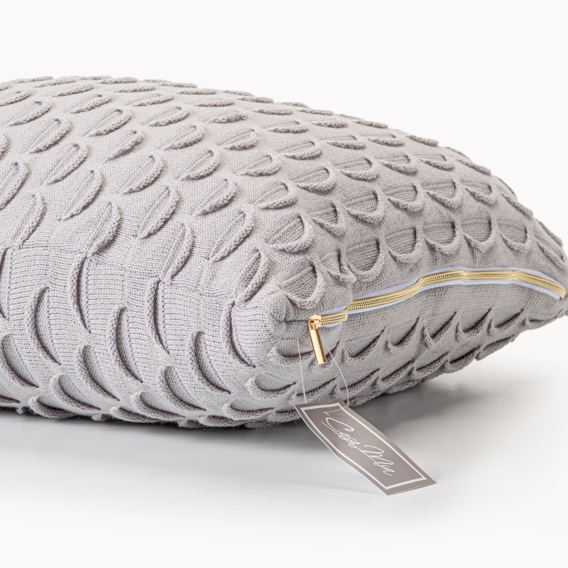 Grey Fan Design Knit Decorative Pillow-Decorative Cushions-DECOROLALA