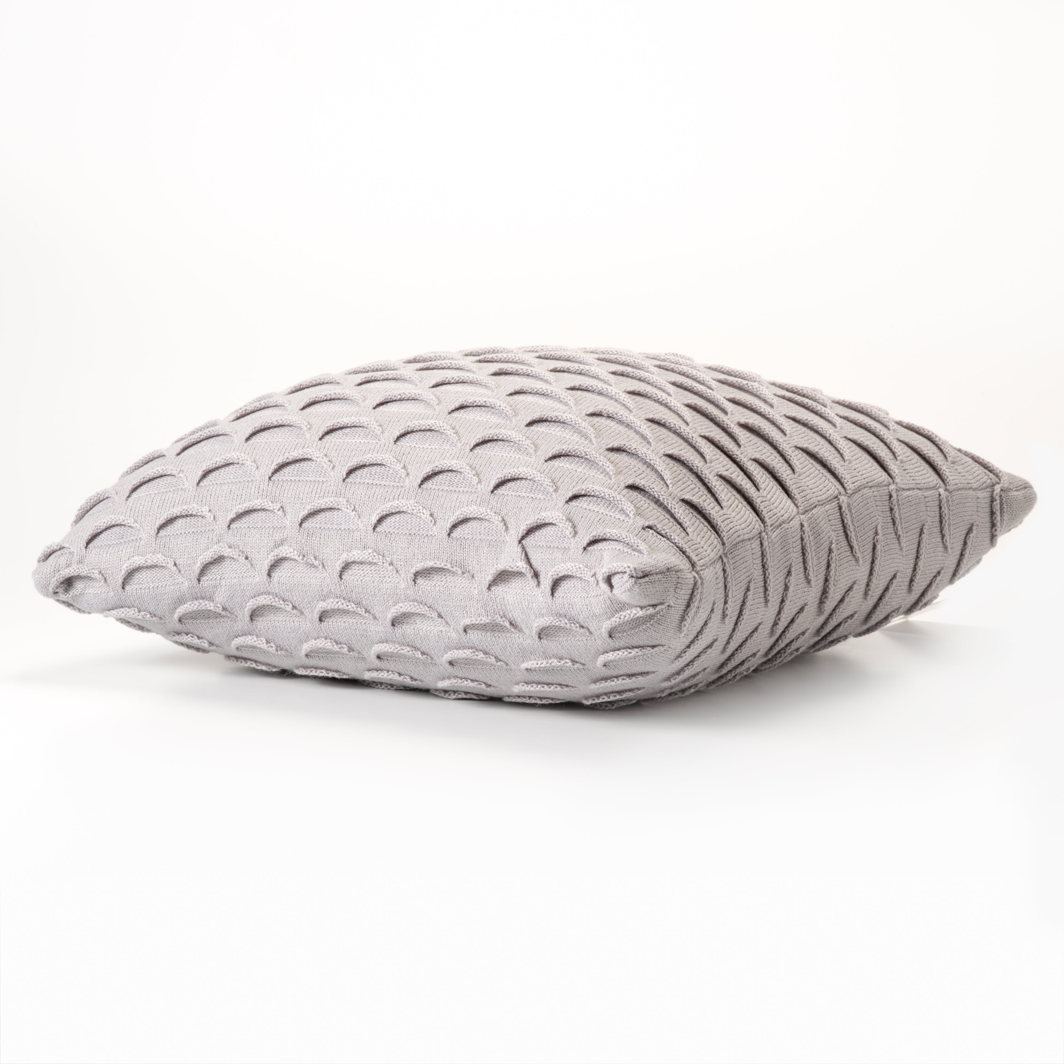 Grey Fan Design Knit Decorative Pillow-Decorative Cushions-DECOROLALA