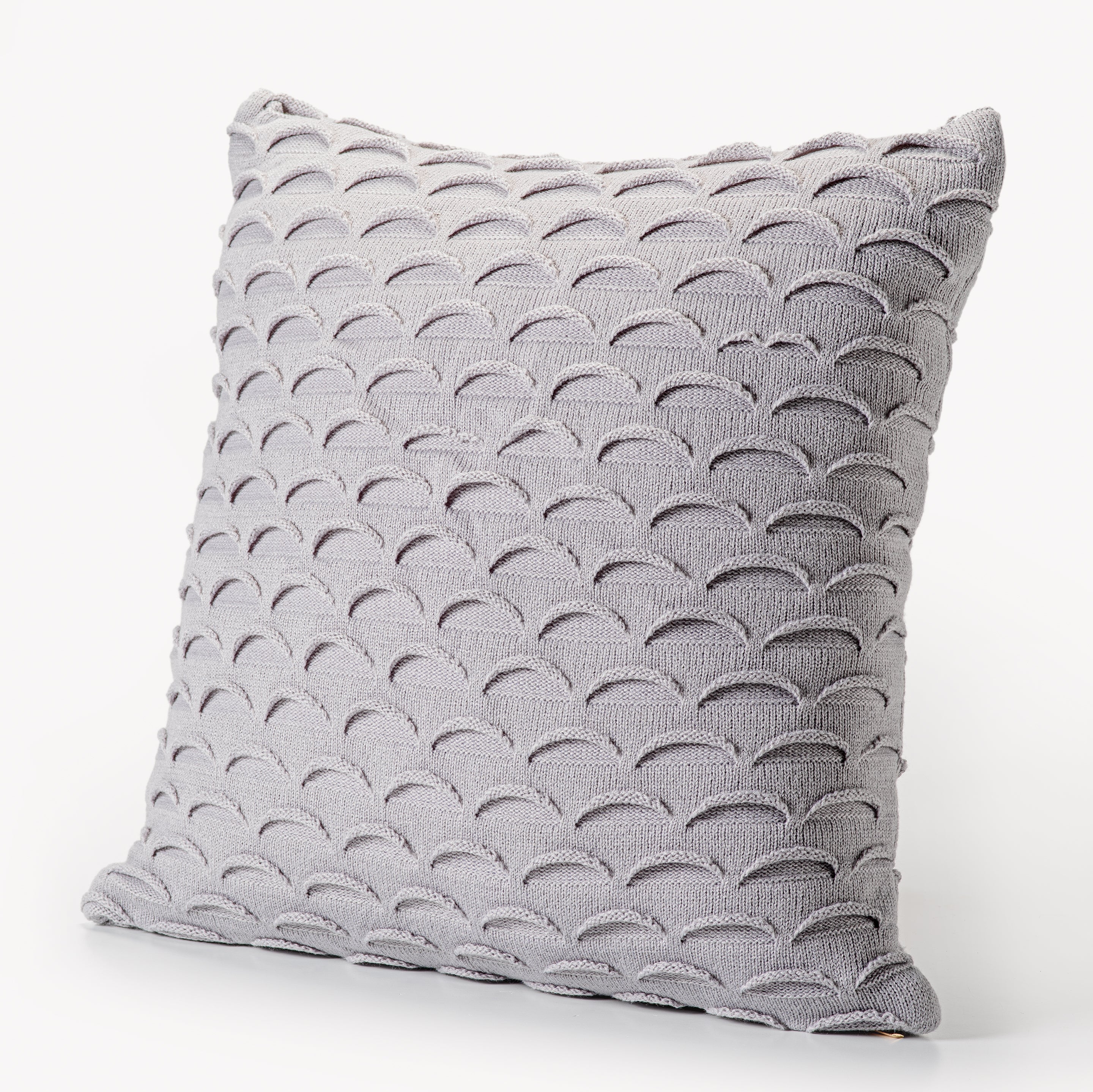 Grey Fan Design Knit Decorative Pillow-Decorative Cushions-DECOROLALA