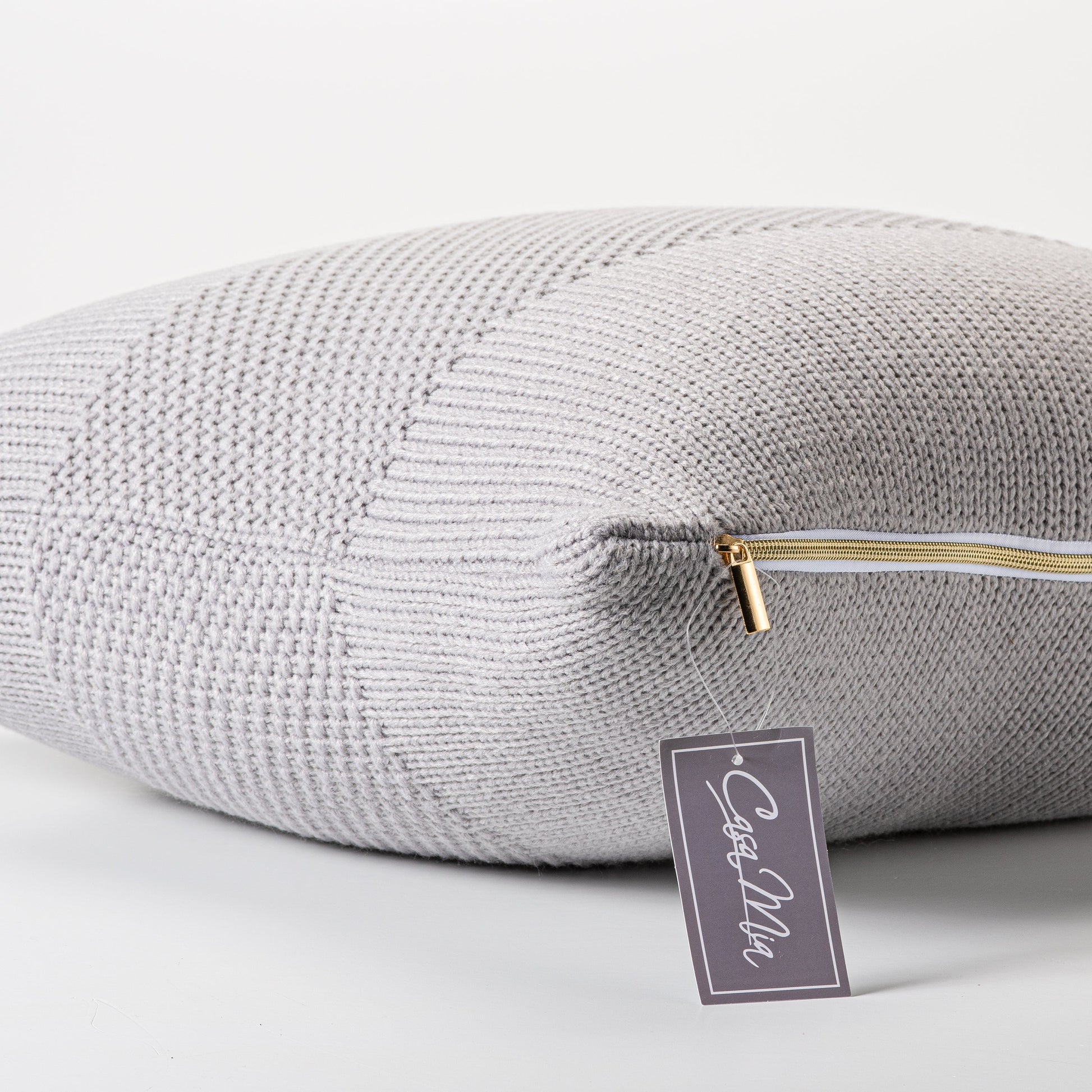 Grey Knit Decorative Pillow-Decorative Cushions-DECOROLALA