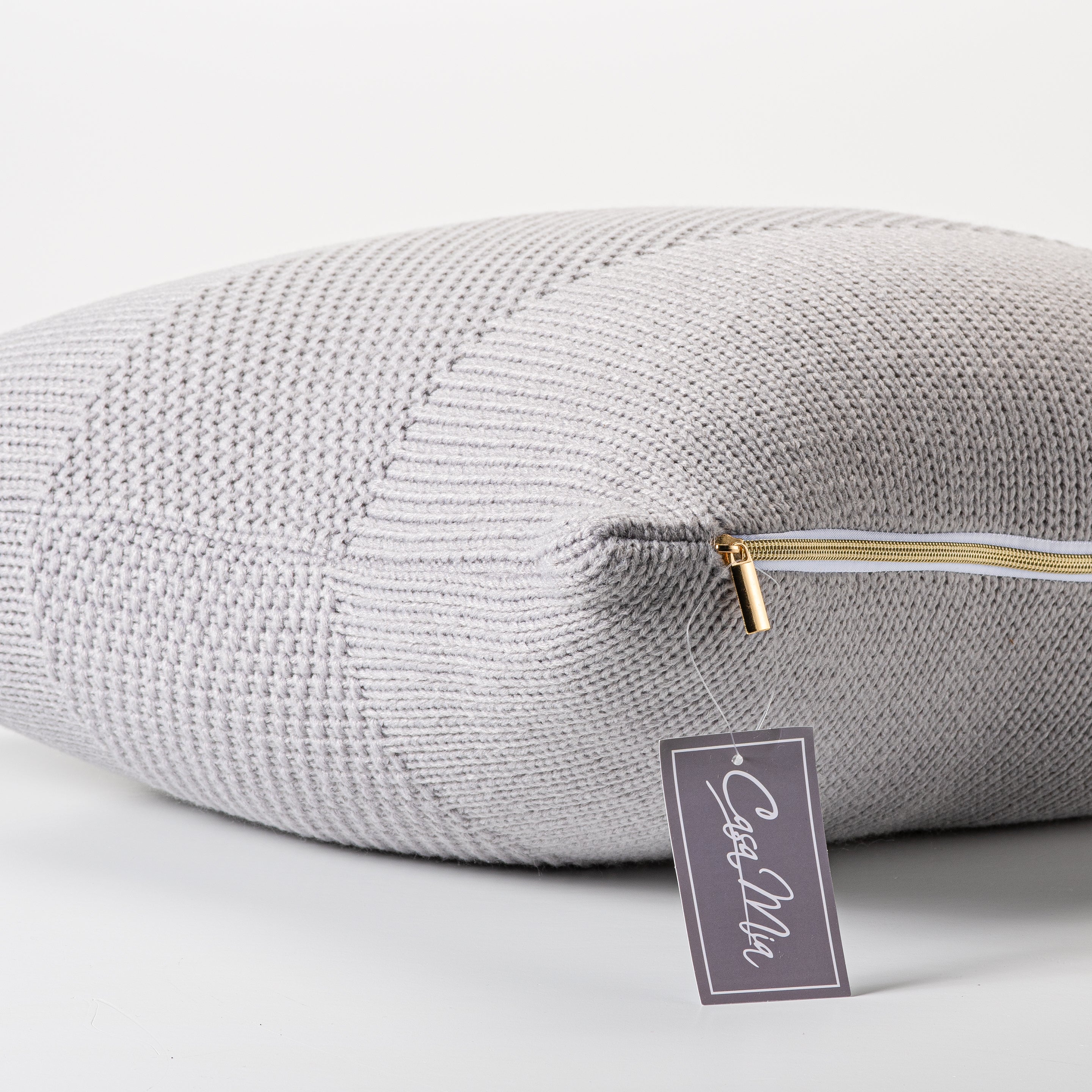 Grey Knit Decorative Pillow-Decorative Cushions-DECOROLALA