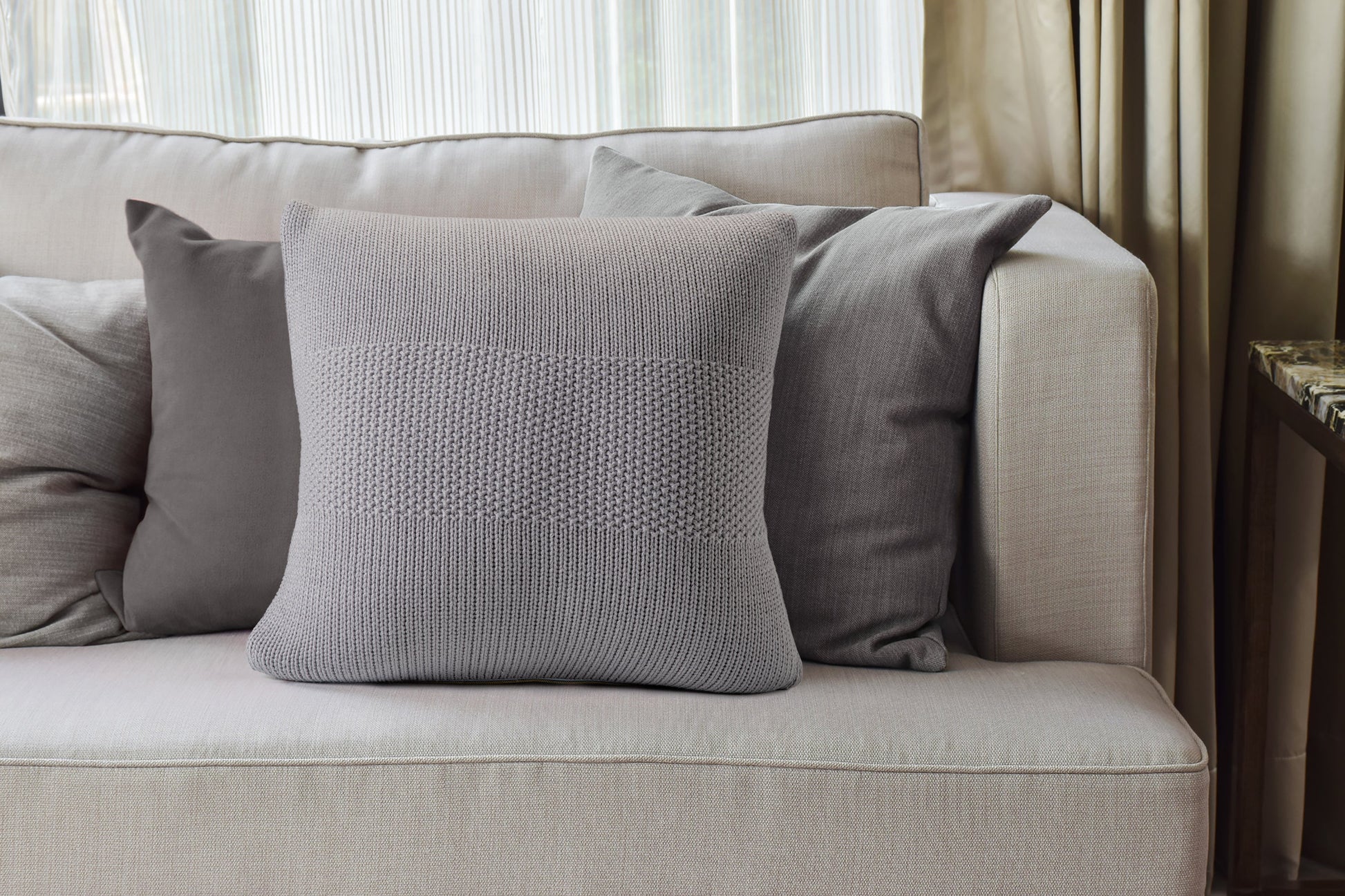 Grey Knit Decorative Pillow-Decorative Cushions-DECOROLALA