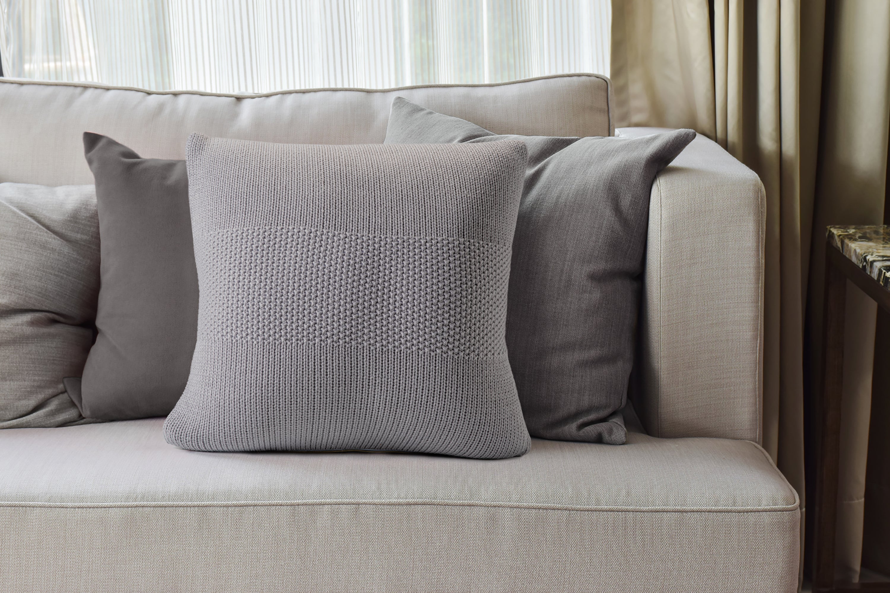Grey Knit Decorative Pillow-Decorative Cushions-DECOROLALA