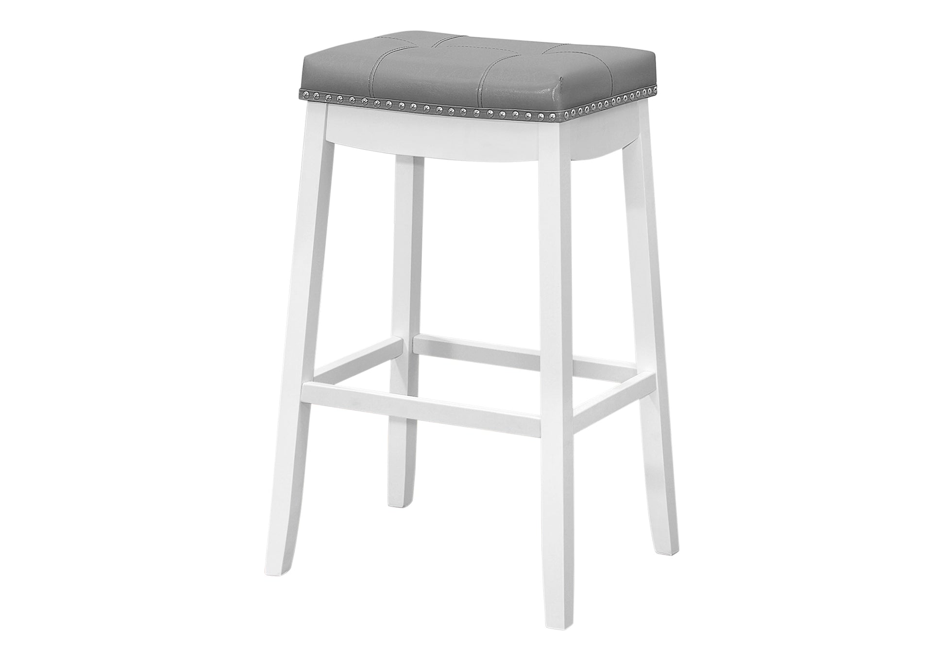 Grey Leather-Look Bar Stools Set of 2, 29"H, White-Bench-DECOROLALA