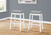 Grey Leather-Look Bar Stools Set of 2, 29"H, White-Bench-DECOROLALA