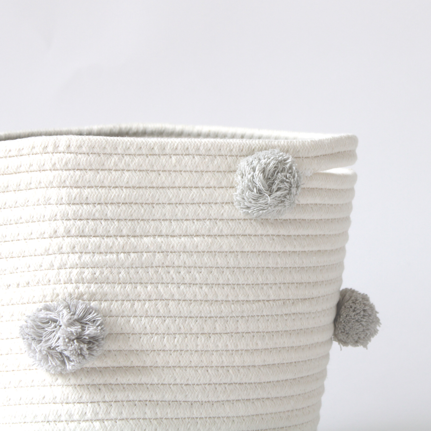 Grey Pom Basket - Medium-Basket-DECOROLALA