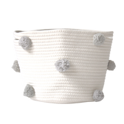 Grey Pom Basket - Medium-Basket-DECOROLALA