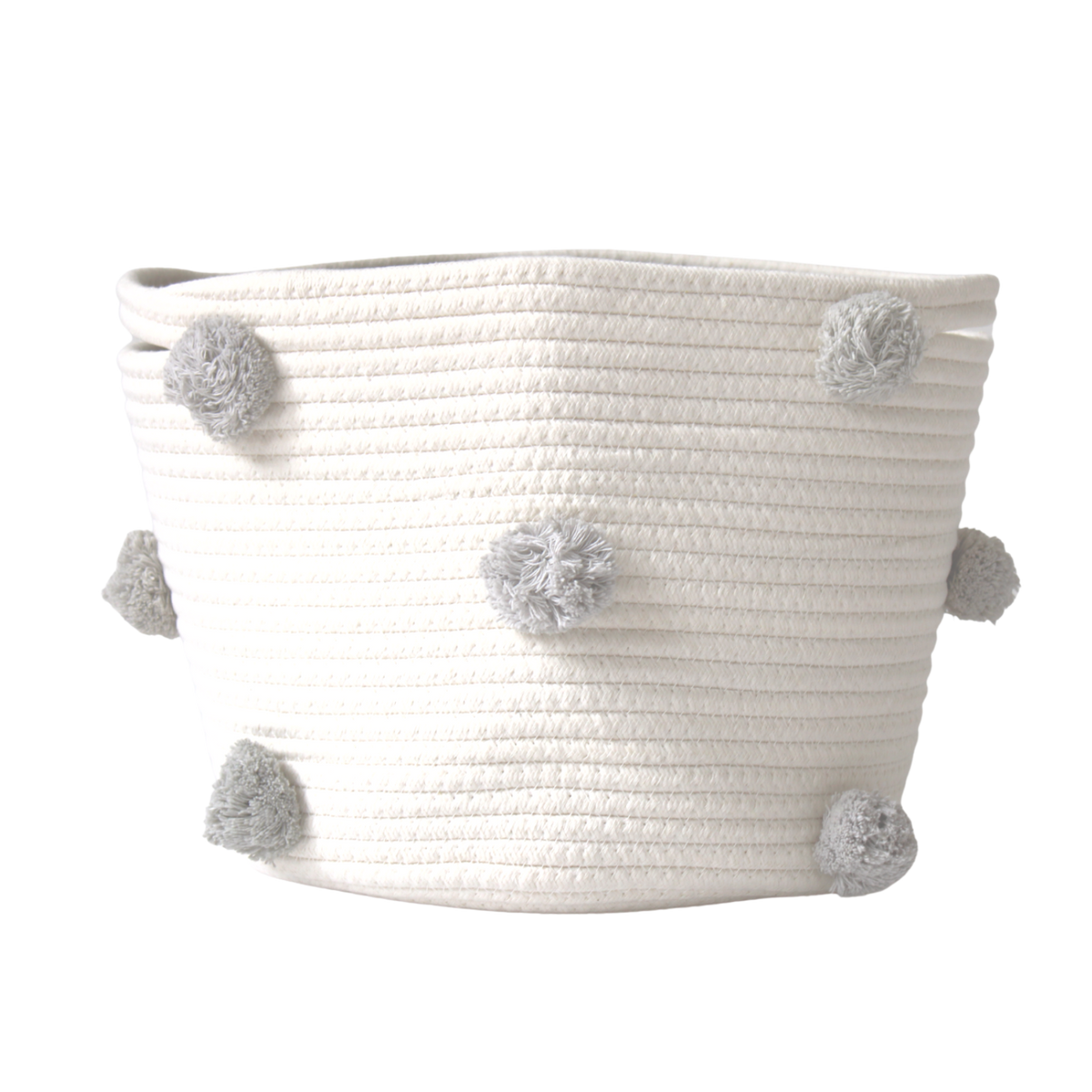 Grey Pom Basket - Medium-Baskets-DECOROLALA