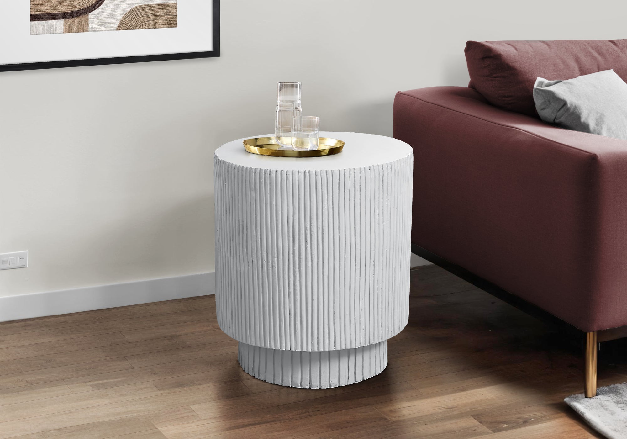 Grey Round Accent Table 25"H Indoor/Outdoor-Accent Table-DECOROLALA