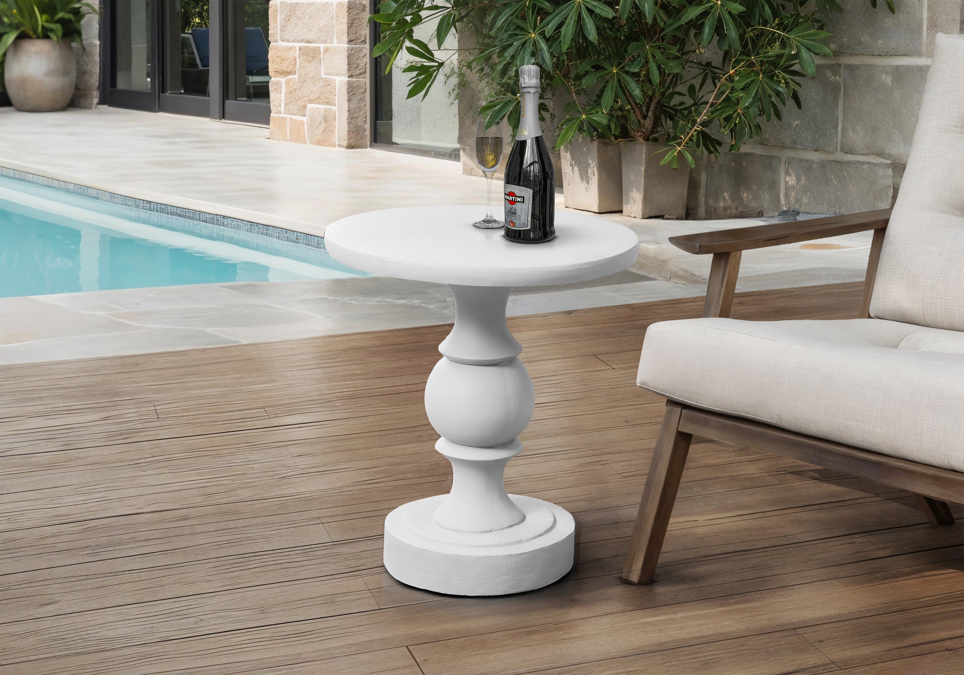 Grey Round Pedestal Accent Table 25"H-Accent Table-DECOROLALA
