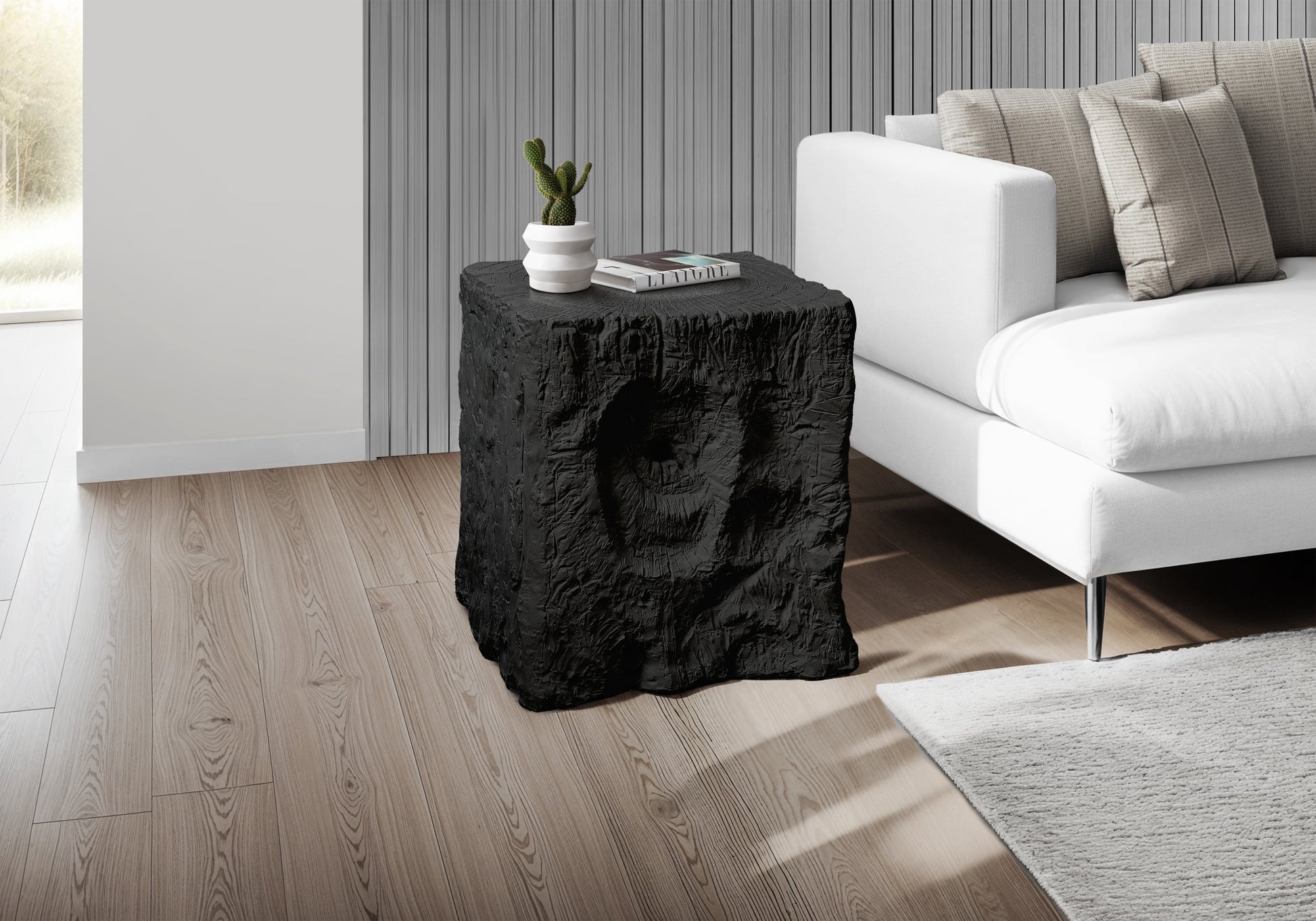 Grey Square Accent Table 25"H - Indoor/Outdoor-Accent Table-DECOROLALA
