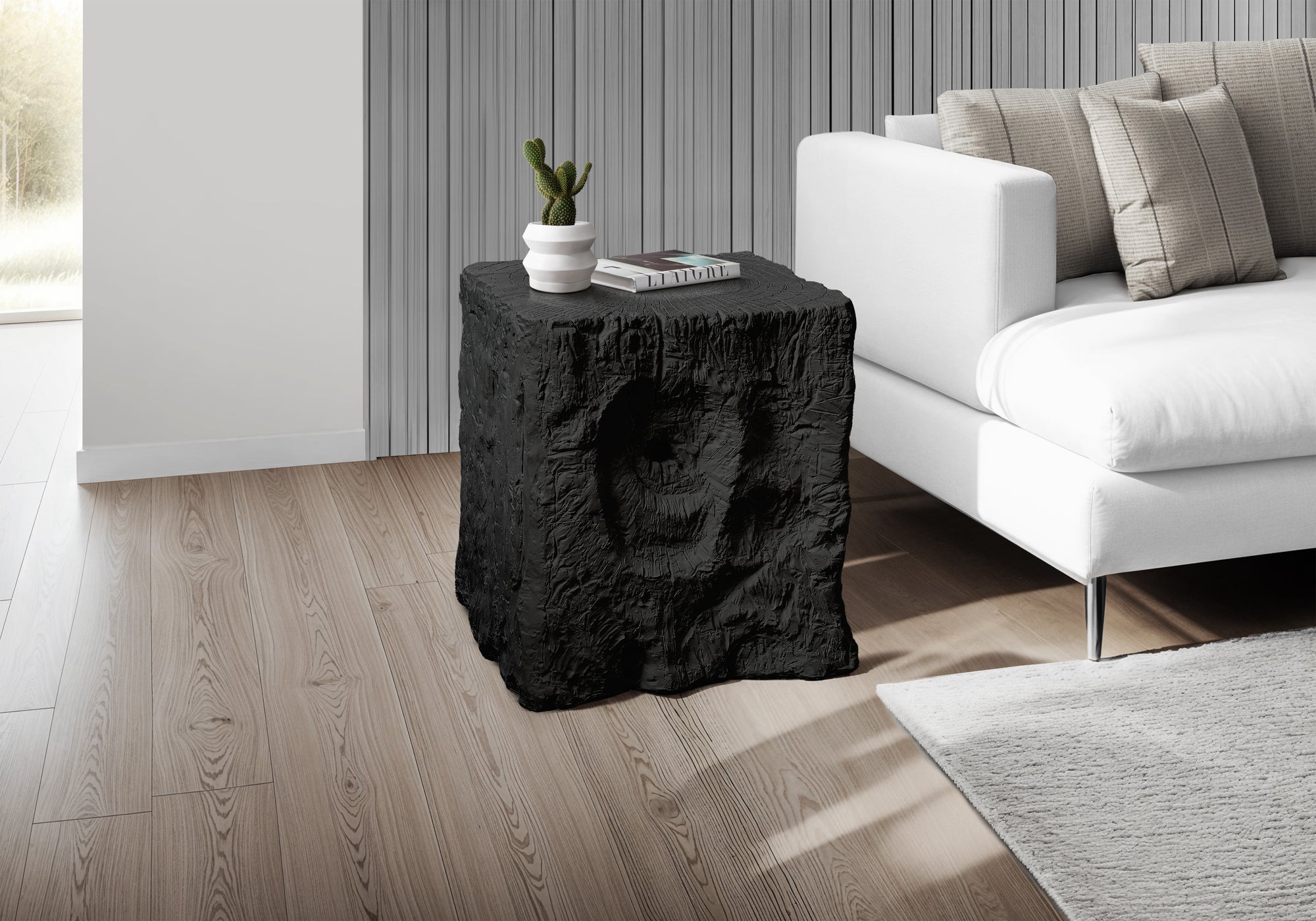 Grey Square Accent Table 25"H - Indoor/Outdoor-Accent Table-DECOROLALA