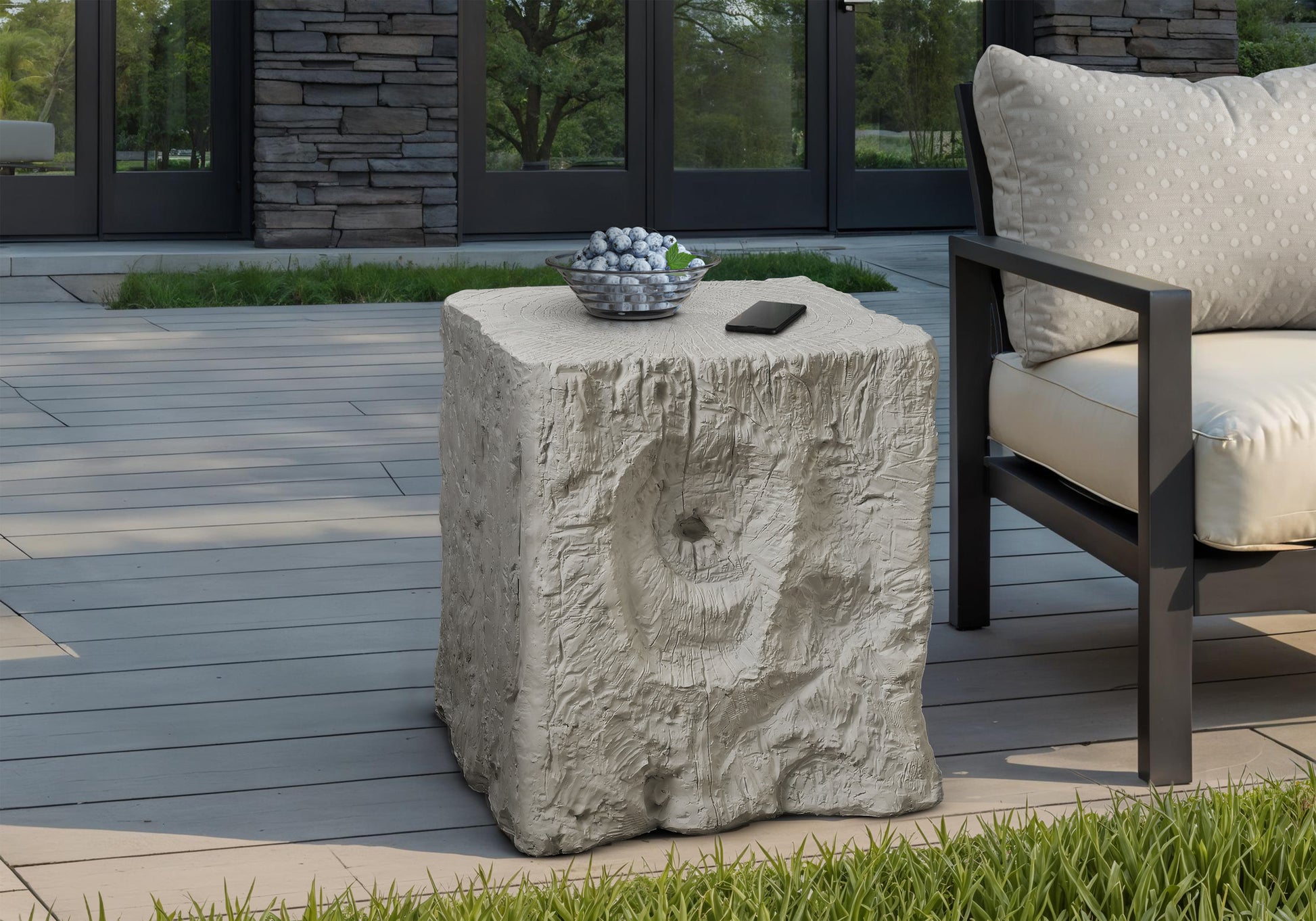 Grey Square Accent Table 25"H - Indoor/Outdoor-Accent Table-DECOROLALA