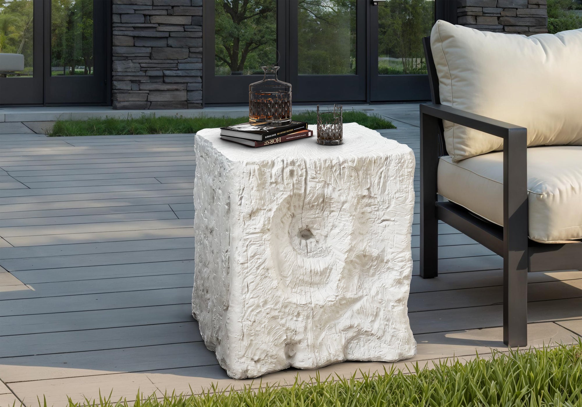 Grey Square Accent Table 25"H - Indoor/Outdoor-Accent Table-DECOROLALA
