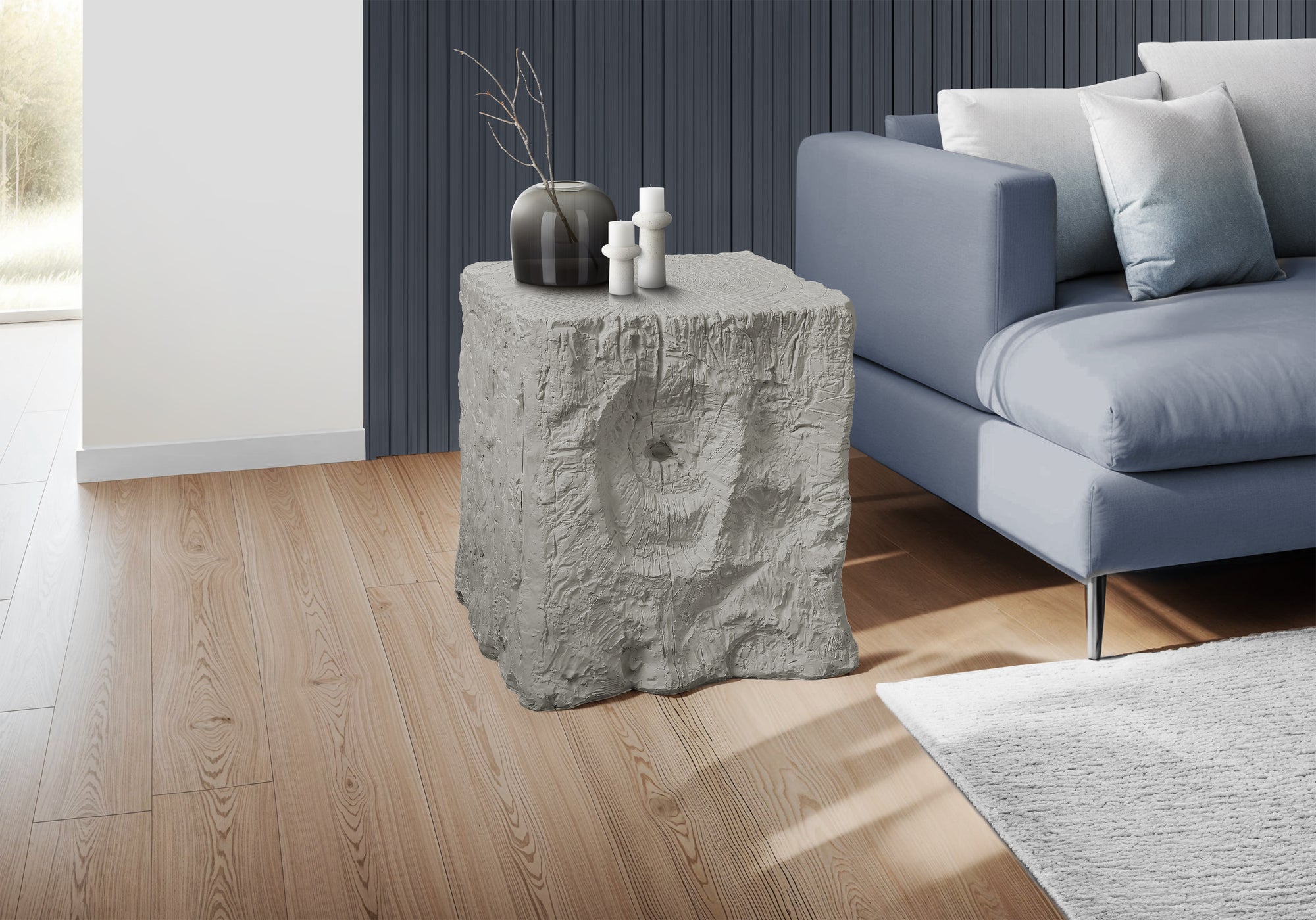 Grey Square Accent Table 25"H - Indoor/Outdoor-Accent Table-DECOROLALA