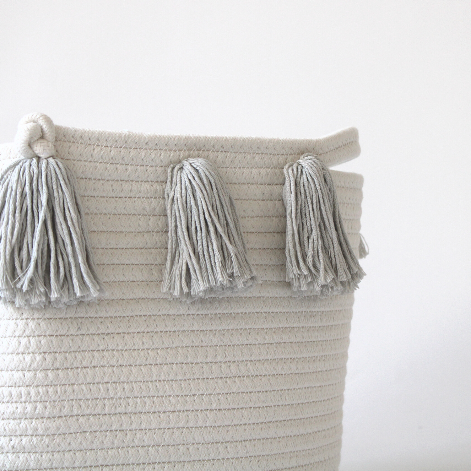 Grey Tassel Basket - Large-Basket-DECOROLALA