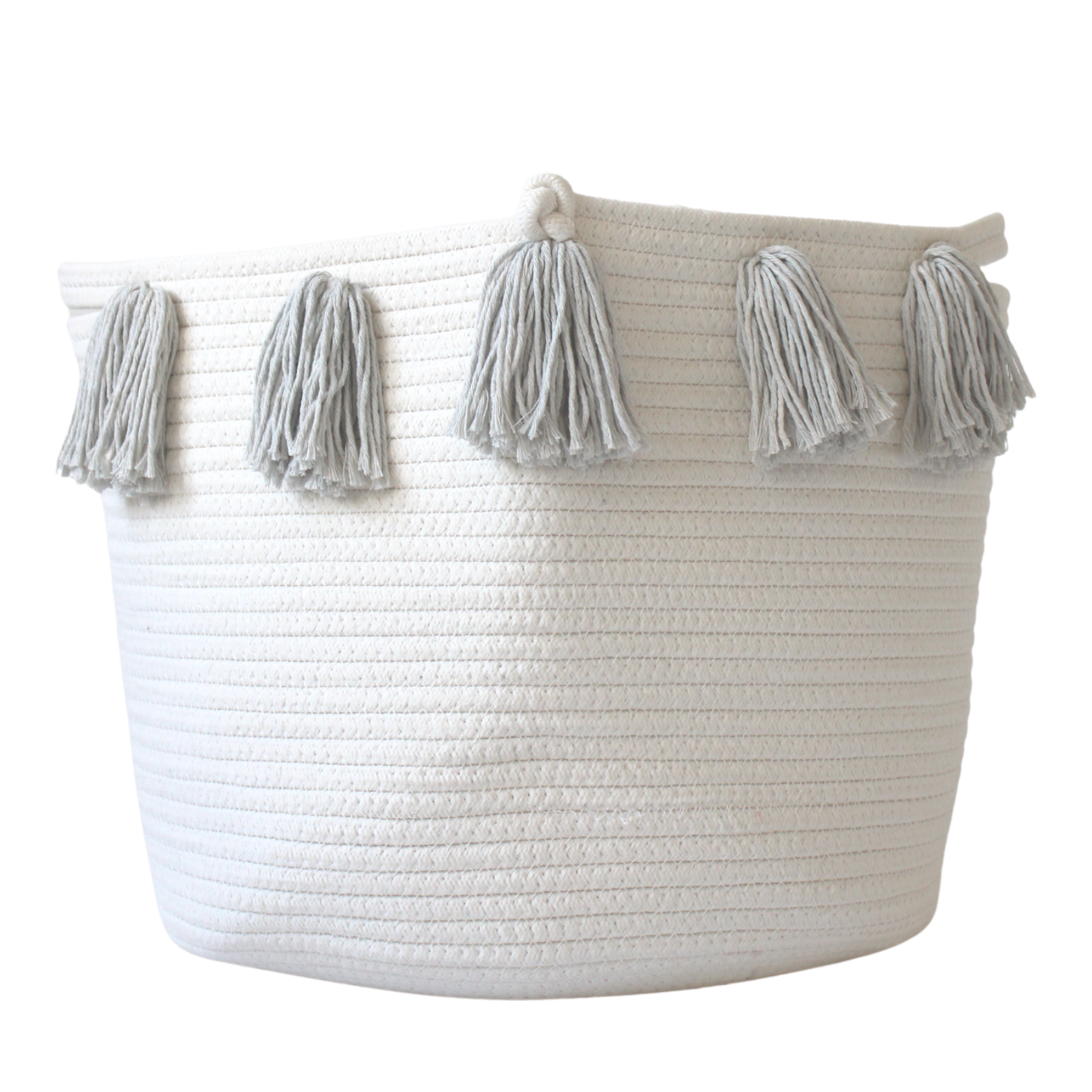 Grey Tassel Basket - Large-Basket-DECOROLALA