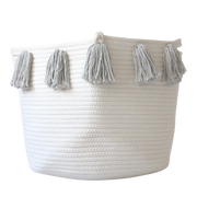 Grey Tassel Basket - Large-Baskets-DECOROLALA