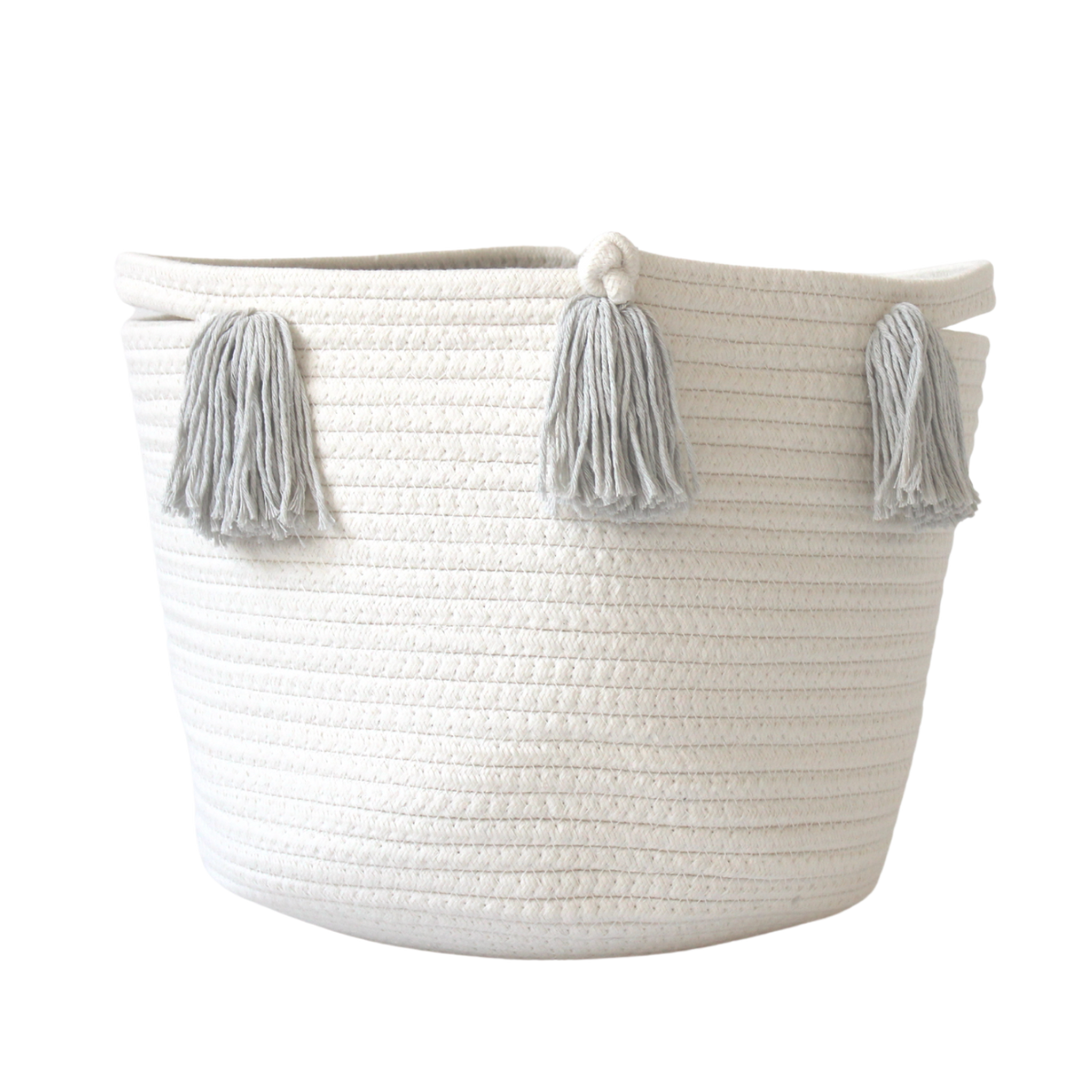 Grey Tassel Basket - Medium-Baskets-DECOROLALA