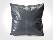Grey Vegan Leather Decorative Pillow-Decorative Cushions-DECOROLALA