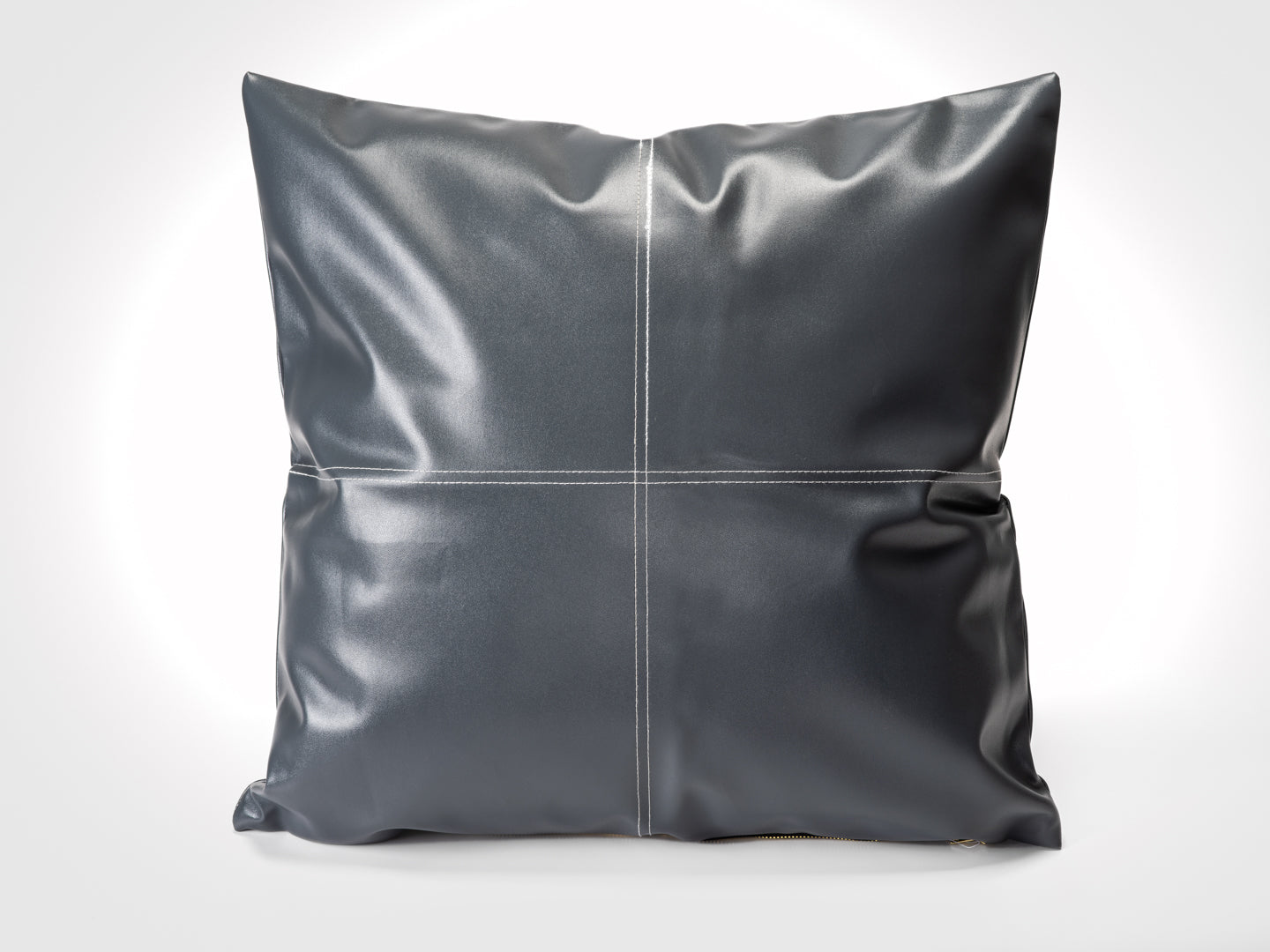 Grey Vegan Leather Decorative Pillow-Decorative Cushions-DECOROLALA