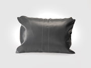 Grey Vegan Leather Lumbar Pillow-Decorative Cushions-DECOROLALA