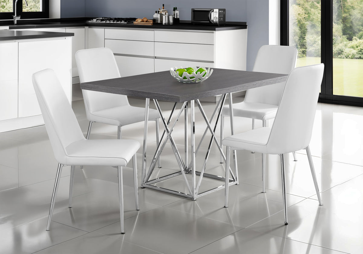 Grey Wood Dining Table 48"L x 36"W Chrome Legs-Dining Tables-DECOROLALA