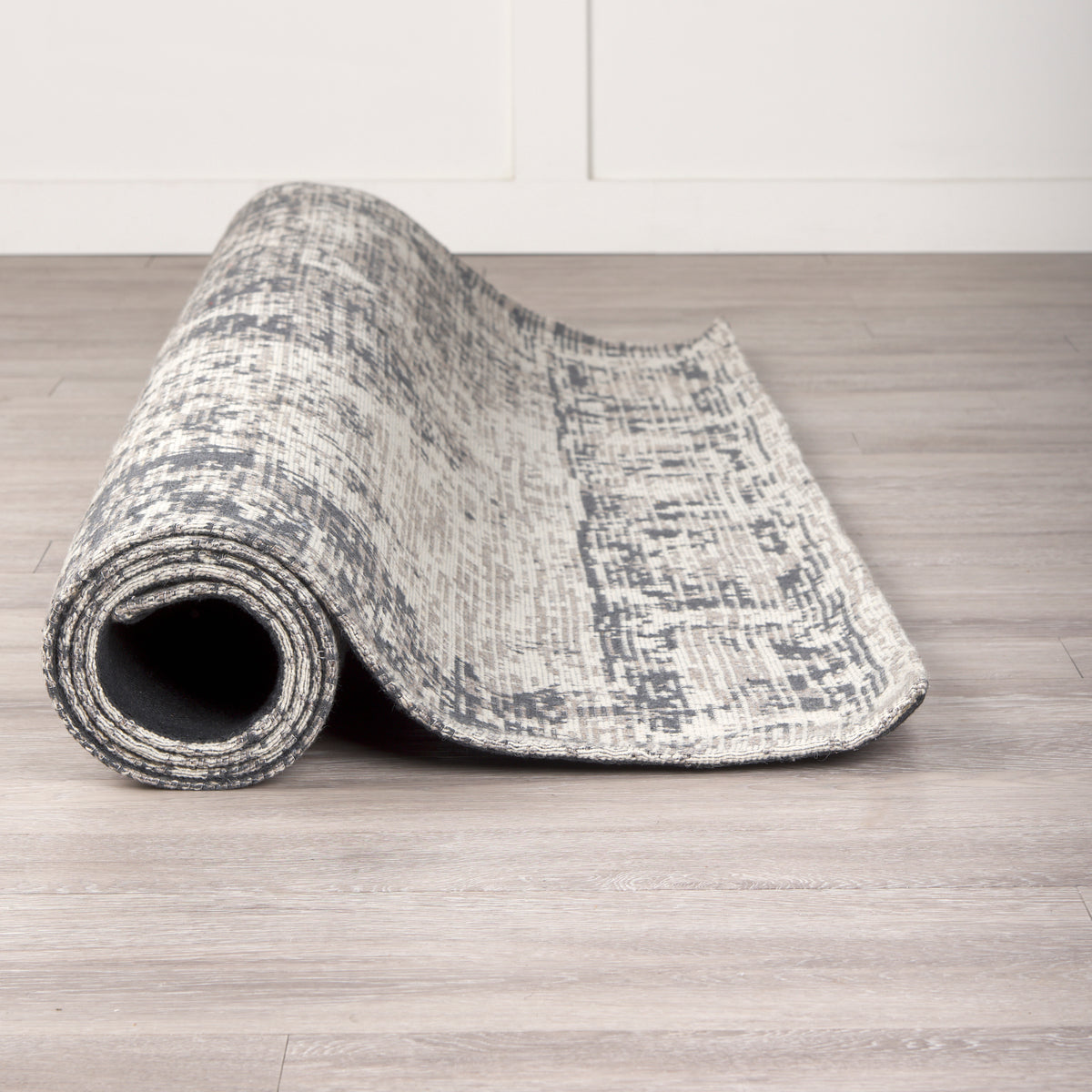 Greyson 8' x 10' Gray and Beige Wool Blend Vintage Area Rug-Area Rugs-DECOROLALA