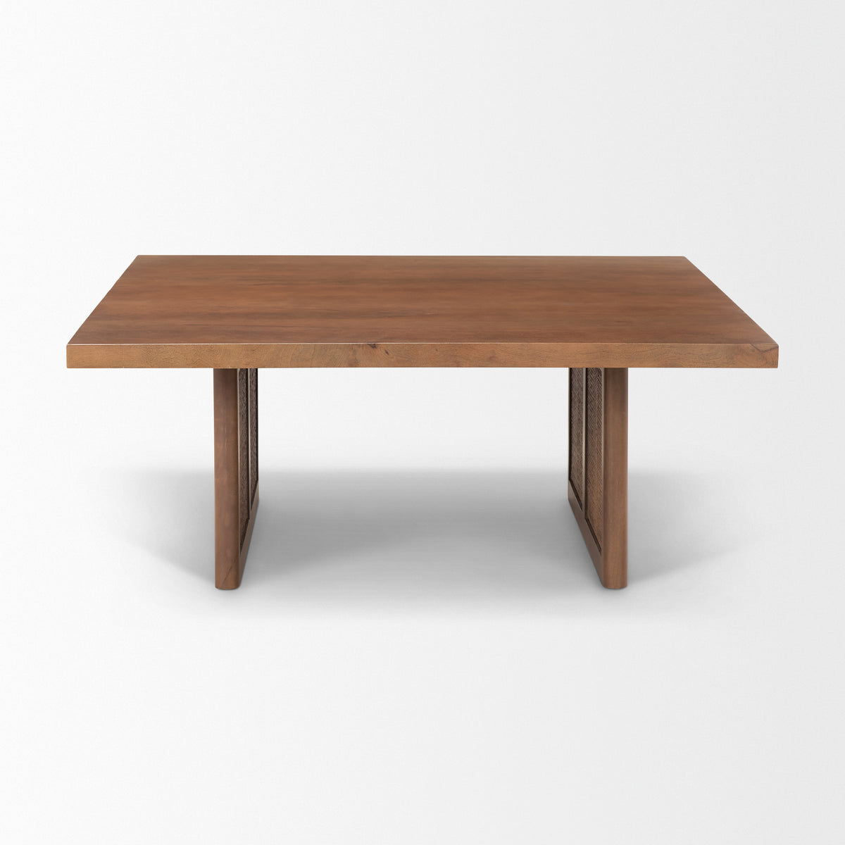 Grier 42" Square Light Brown Wood w/ Cane Coffee Table-Coffee Tables-DECOROLALA
