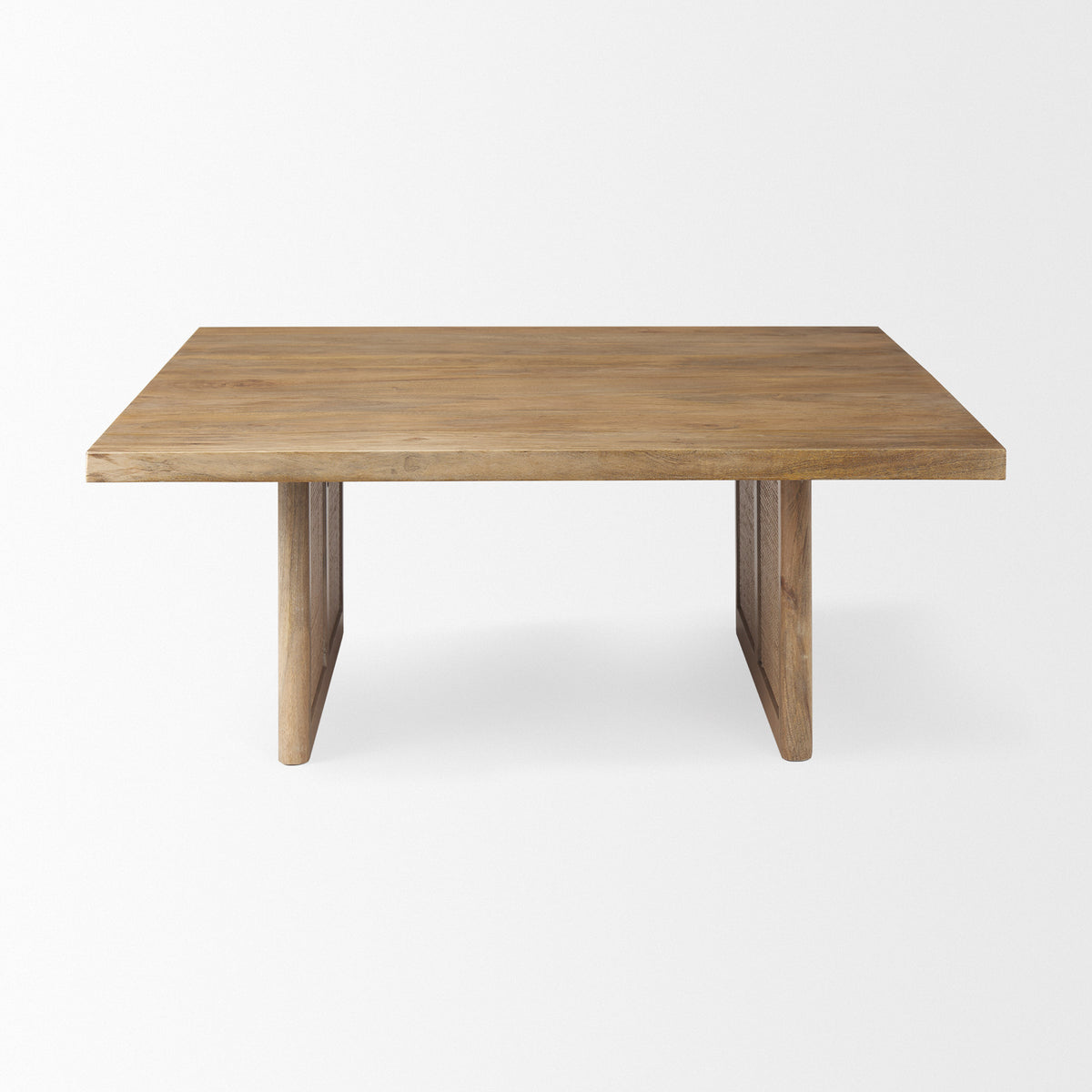 Grier 42" Square Light Brown Wood w/ Cane Coffee Table-Coffee Tables-DECOROLALA