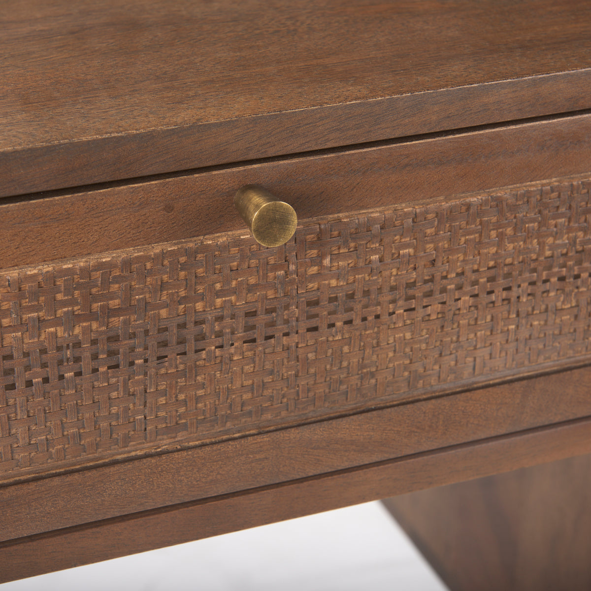 Grier 60" Medium Brown Solid Wood W/ Cane Office Desk-Office-DECOROLALA