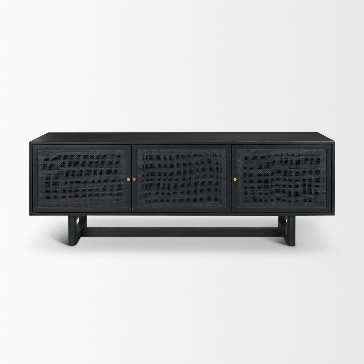 Grier 65" Light Brown Wood w/ Cane Media Console-Media Console-DECOROLALA