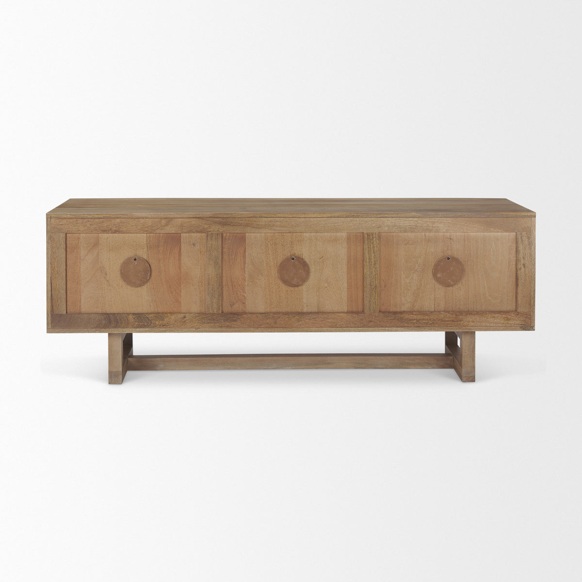 Grier 65" Light Brown Wood w/ Cane Media Console-Media Console-DECOROLALA